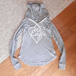 American Eagle Waffle Knit Hooded Top size XS